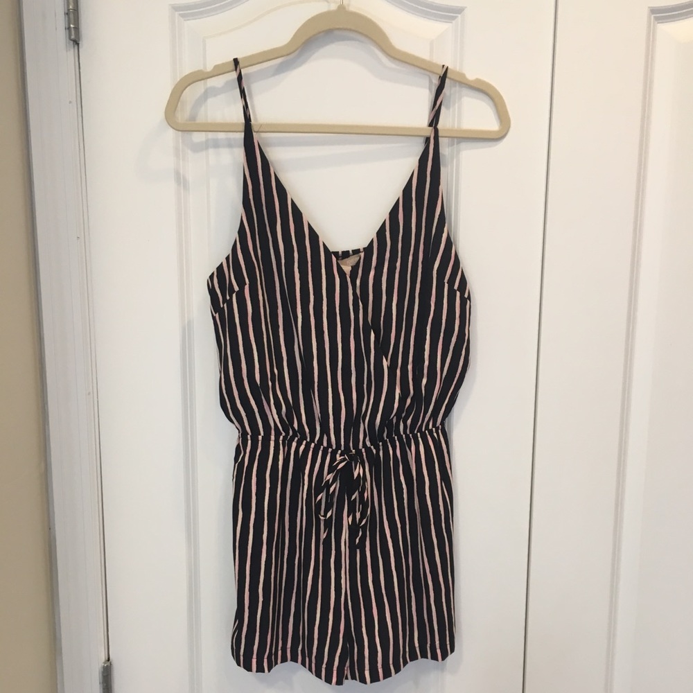 Forever 21 Romper. Navy with pink stripes